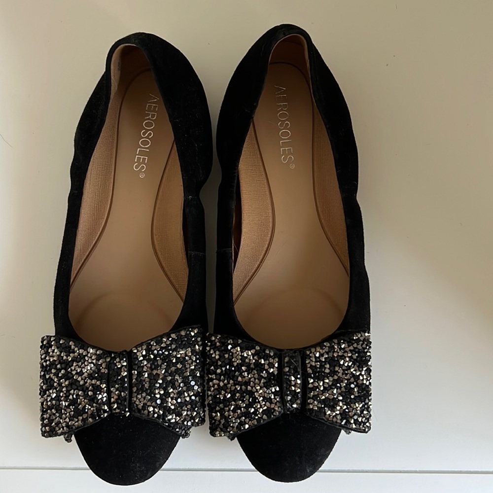 Aerosoles Glitter Bow Flats Size 8